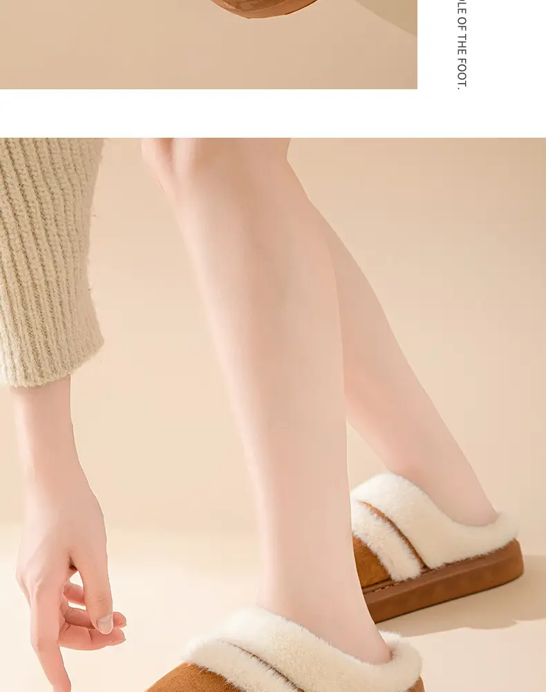 Women Winter Warm Stuffed Cotton Slippers Brown — feature 18