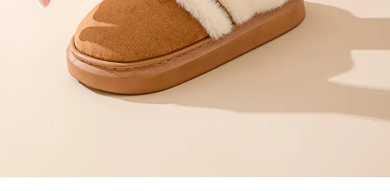 Women Winter Warm Stuffed Cotton Slippers Brown — feature 19