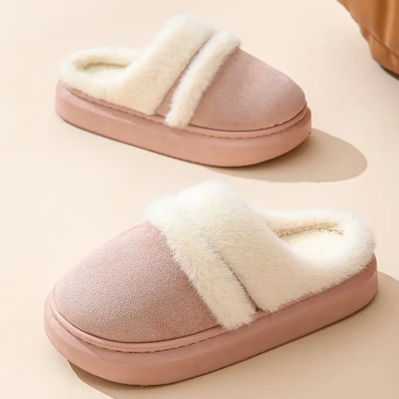 Women Winter Warm Stuffed Cotton Slippers Brown - Image 2