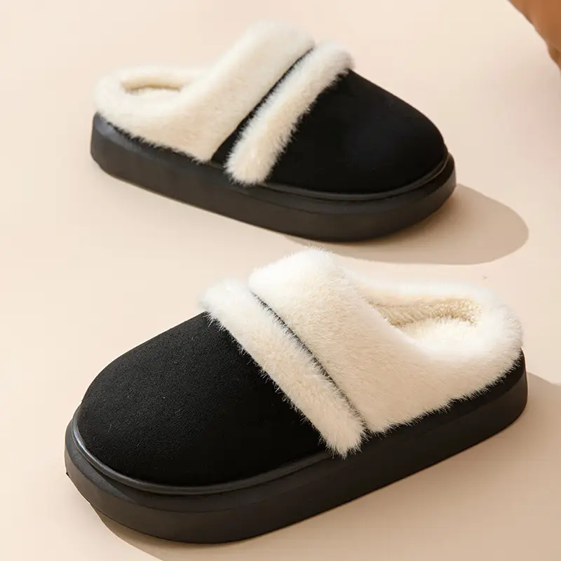 Women Winter Warm Stuffed Cotton Slippers Brown - Image 4
