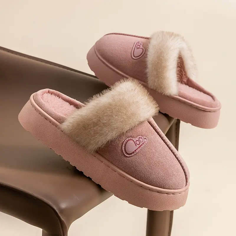 Women Winter Warm Stuffed Cotton Slippers Brown - Image 5