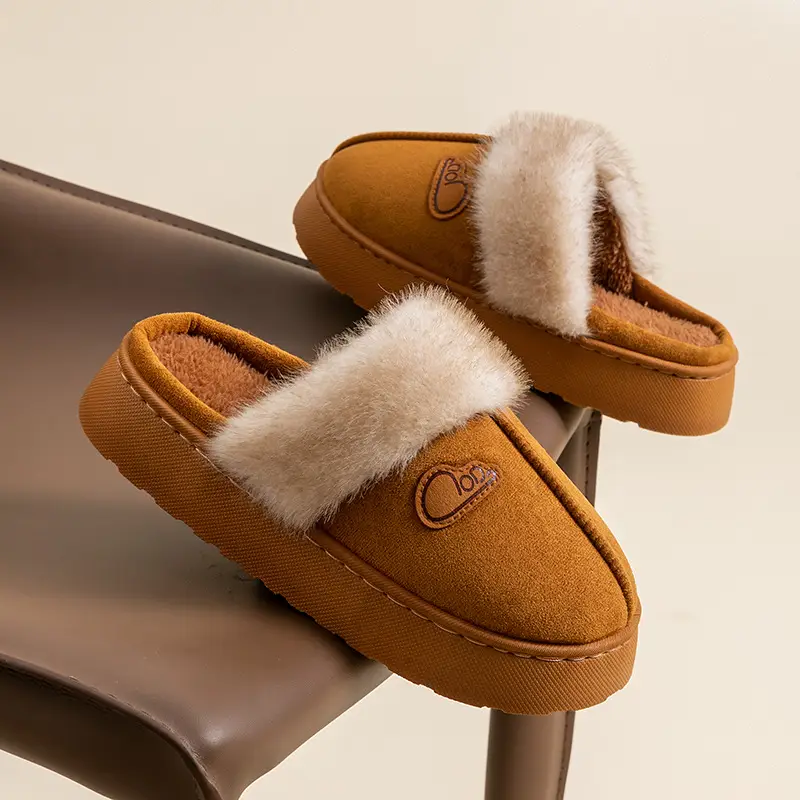 Women Winter Warm Stuffed Cotton Slippers Brown - Image 7