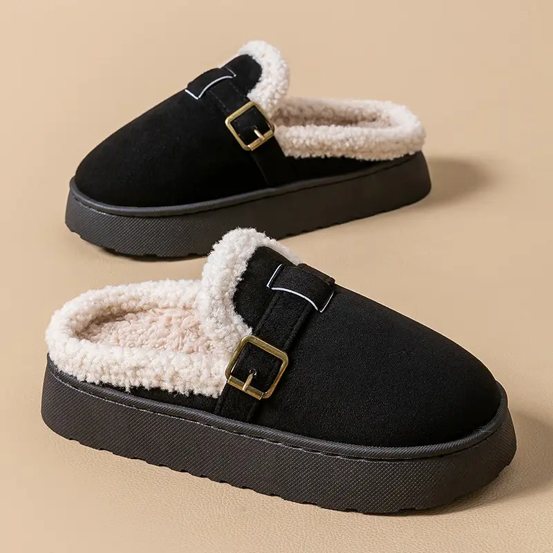 Women Winter Warm Stuffed Cotton Slippers Brown - Image 9