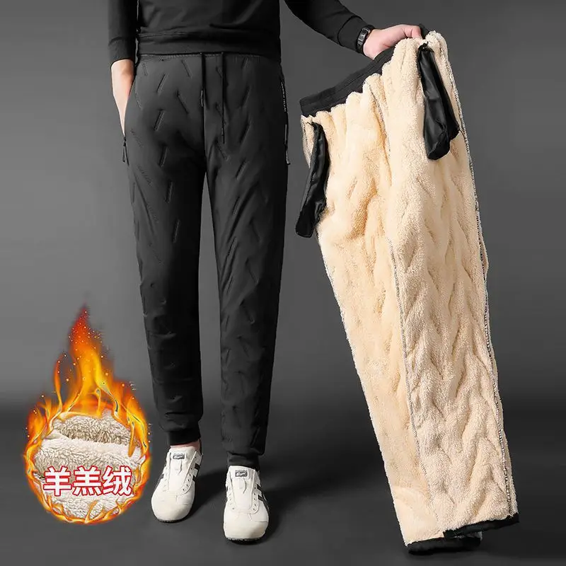Men Fleece Lined Winter Snow Pants Large Black - Image 2