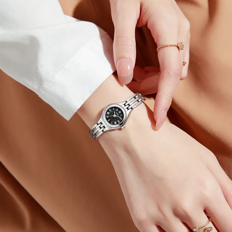 Women's Gold Alloy Quartz Watch with Hollow Bracelet - Image 4