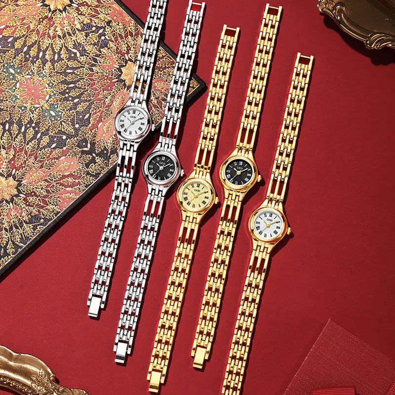 Women's Gold Alloy Quartz Watch with Hollow Bracelet - Image 5
