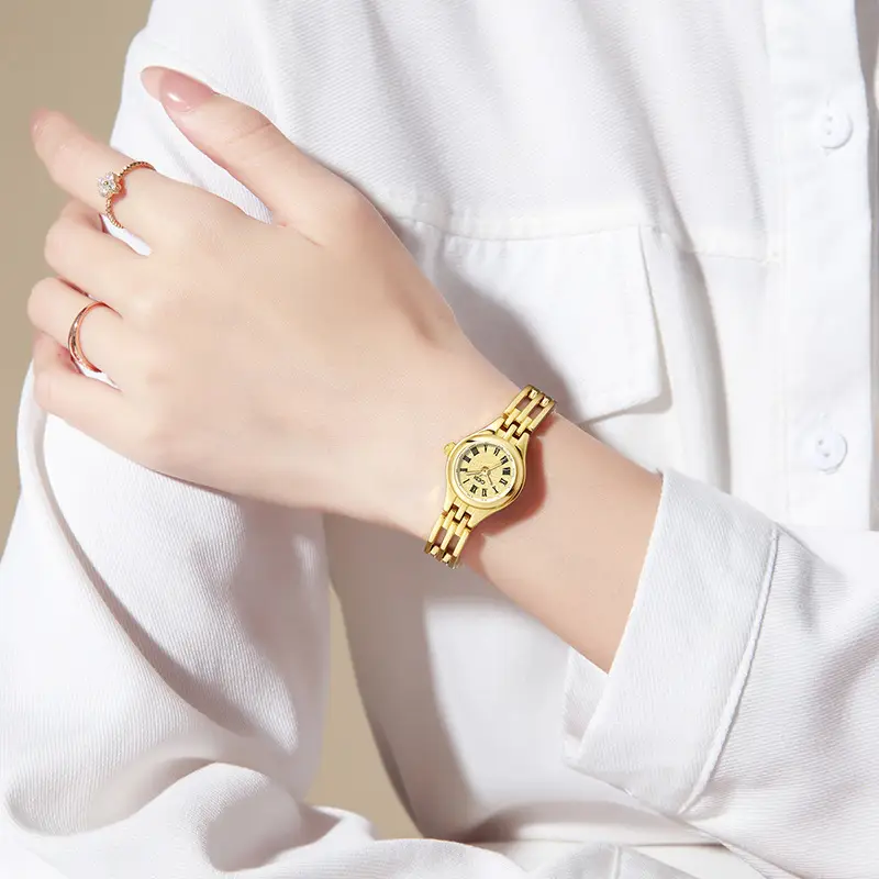 Women's Gold Alloy Quartz Watch with Hollow Bracelet - Image 6