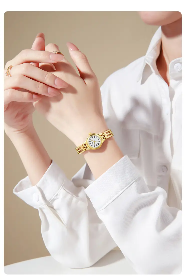 Women's Gold Alloy Quartz Watch with Hollow Bracelet — feature 10