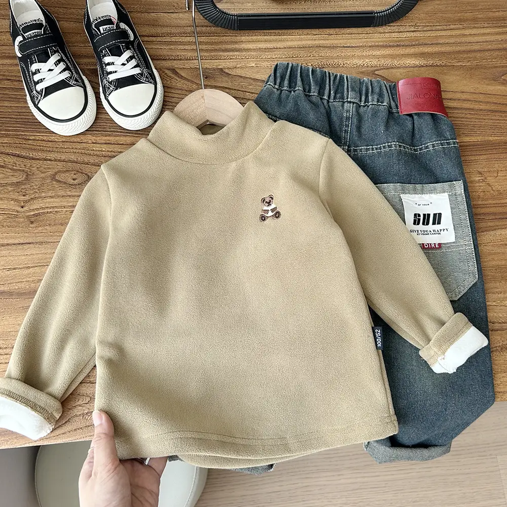 New Winter Boys Ollie Fleece Long Sleeve Beige - Image 6