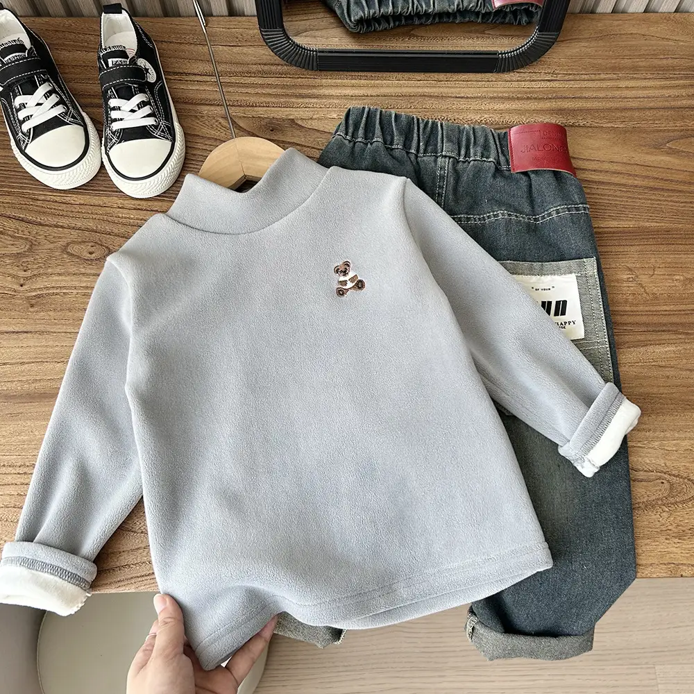 New Winter Boys Ollie Fleece Long Sleeve Beige - Image 8