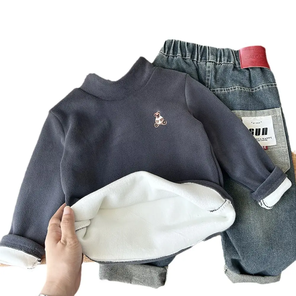 New Winter Boys Ollie Fleece Long Sleeve Beige - Image 9