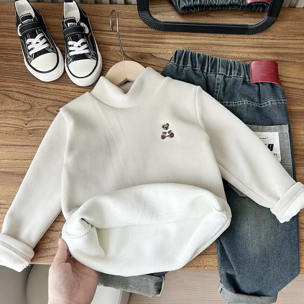 New Winter Boys Ollie Fleece Long Sleeve Beige — feature 3