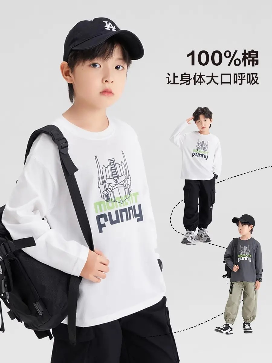 Zuoxi Boys Long Sleeve T-Shirt Pure Cotton 2026