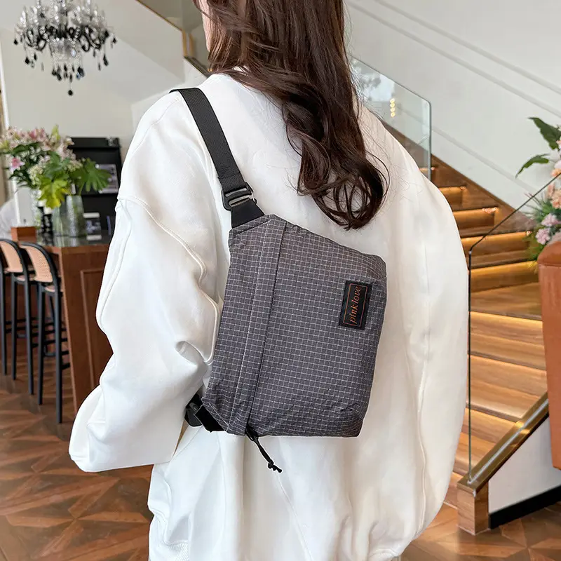 Orange Waffle Knit Crossbody Bag for Men Women