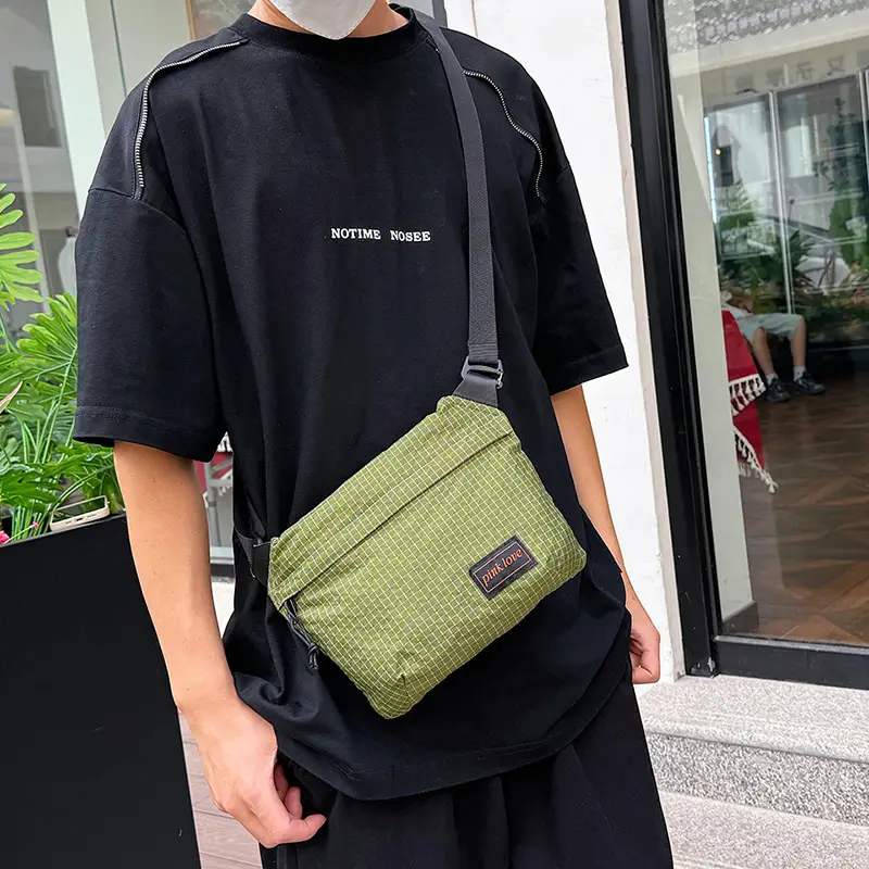 Orange Waffle Knit Crossbody Bag for Men Women