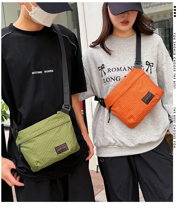 Orange Waffle Knit Crossbody Bag for Men Women — feature 1
