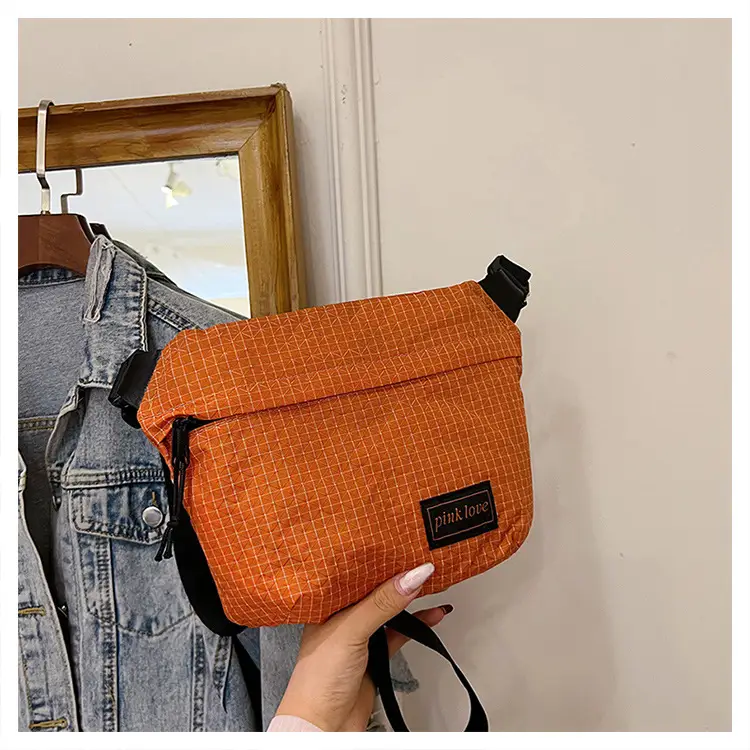 Orange Waffle Knit Crossbody Bag for Men Women — feature 31