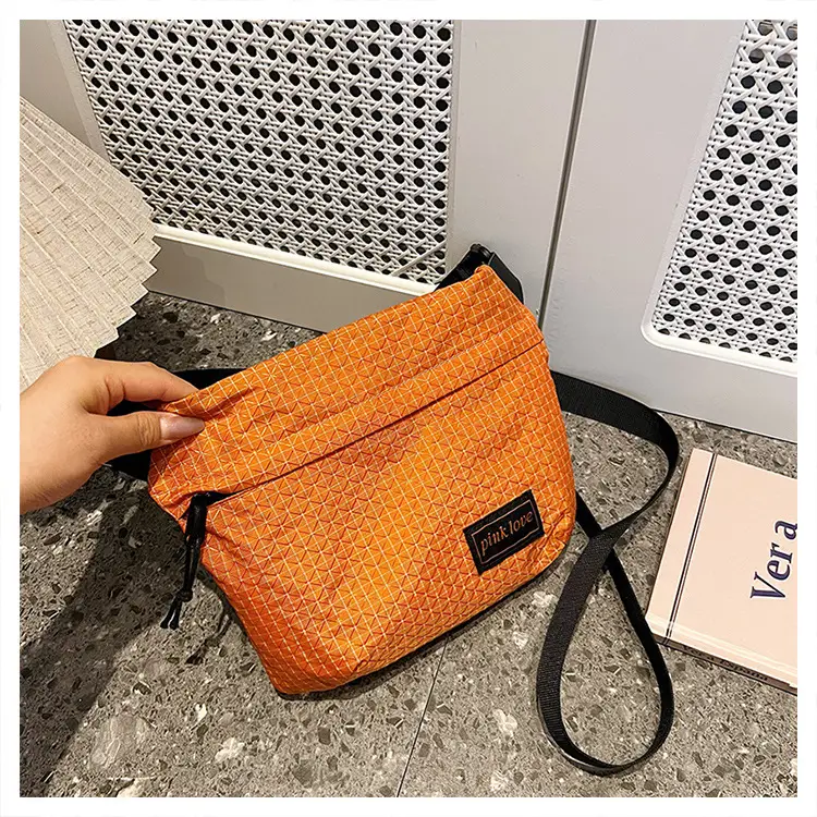 Orange Waffle Knit Crossbody Bag for Men Women — feature 40