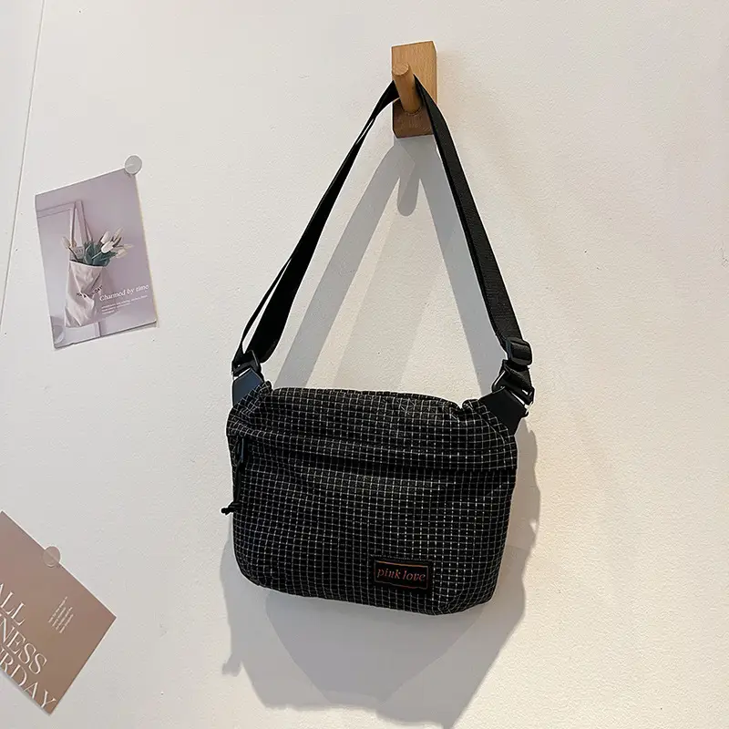Orange Waffle Knit Crossbody Bag for Men Women