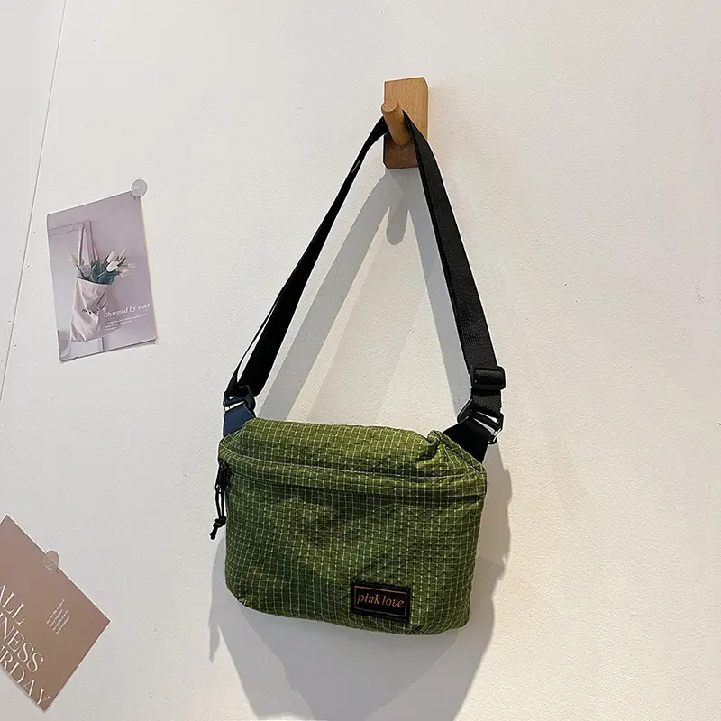 Orange Waffle Knit Crossbody Bag for Men Women