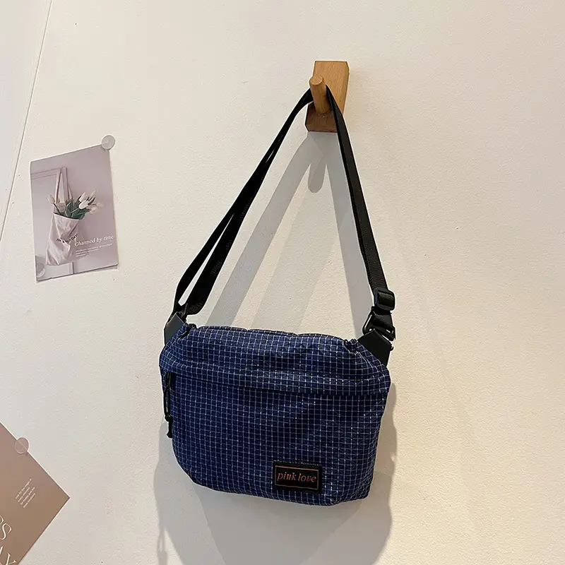 Orange Waffle Knit Crossbody Bag for Men Women