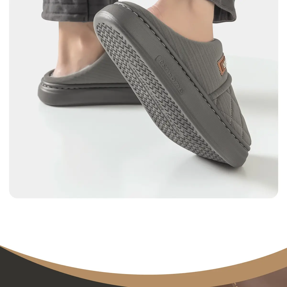 Men Waterproof Cotton Slippers Grey 2024 — feature 11