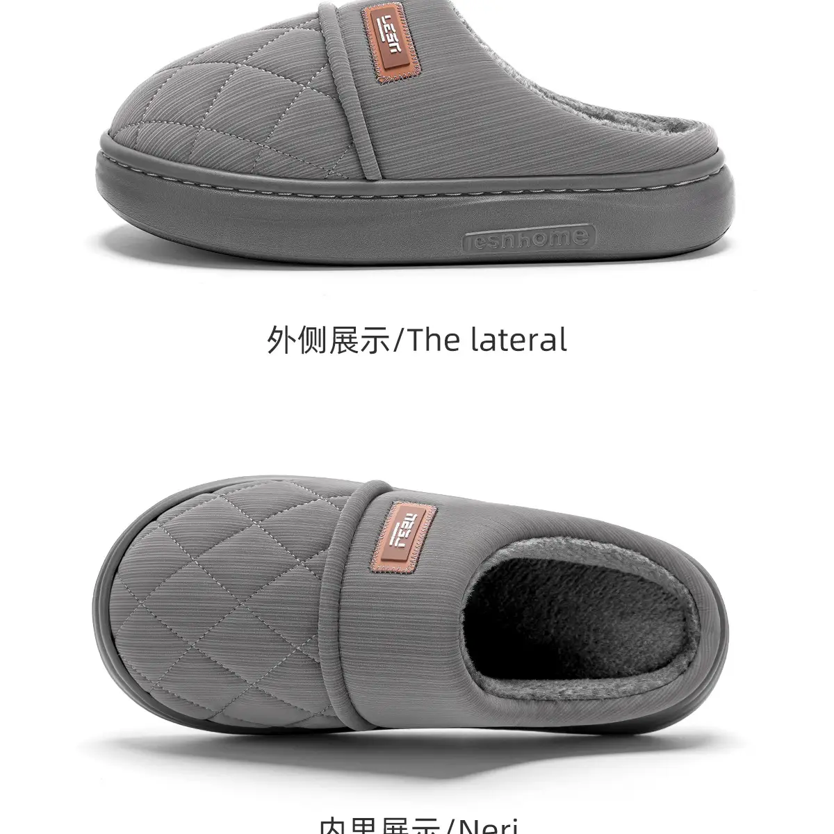 Men Waterproof Cotton Slippers Grey 2024 — feature 23