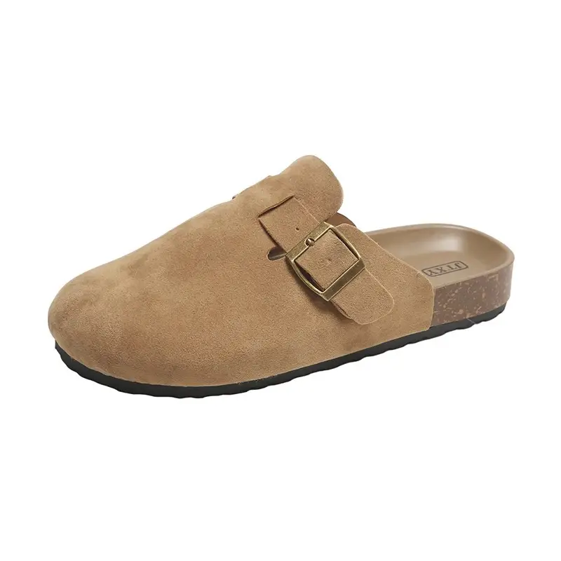 Birkenstock Shoes for Women's Outer Wear 2025 New Spring Genuine Leather Casual Thick-Soled Lazy Toe Half Slippers Cork Birkenstock - Image 8