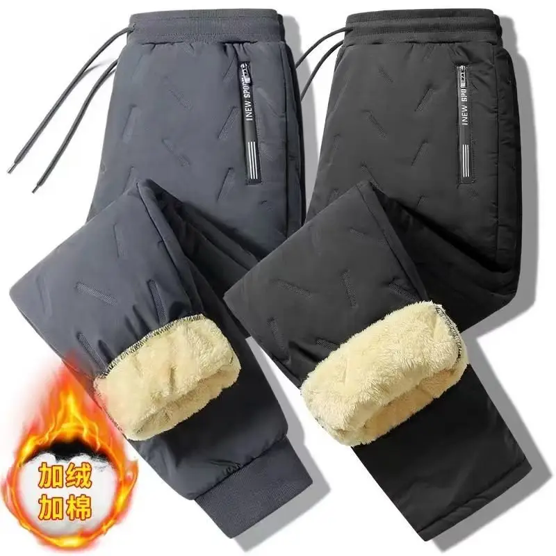 Men's Winter Fleece Sweatpants Grey Cold-proof Warm - Image 33