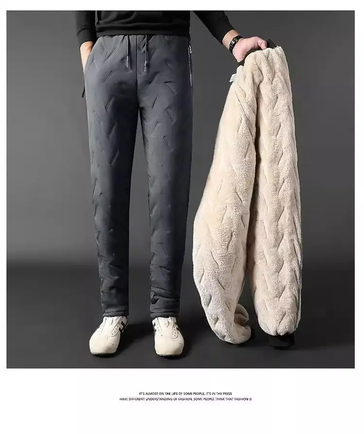 Men's Winter Fleece Sweatpants Grey Cold-proof Warm — feature 22