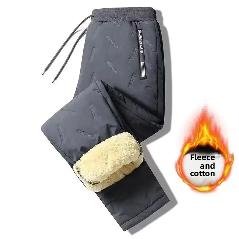 Men's Winter Fleece Sweatpants Grey Cold-proof Warm - Image 11