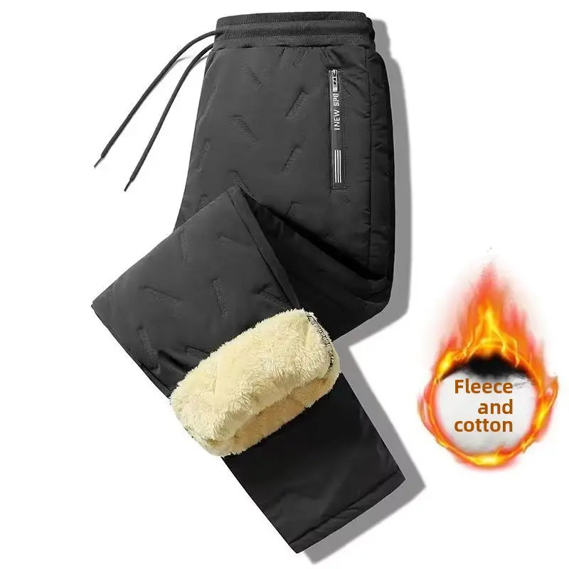 Men's Winter Fleece Sweatpants Grey Cold-proof Warm - Image 2