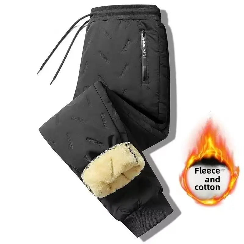 Men's Winter Fleece Sweatpants Grey Cold-proof Warm - Image 21