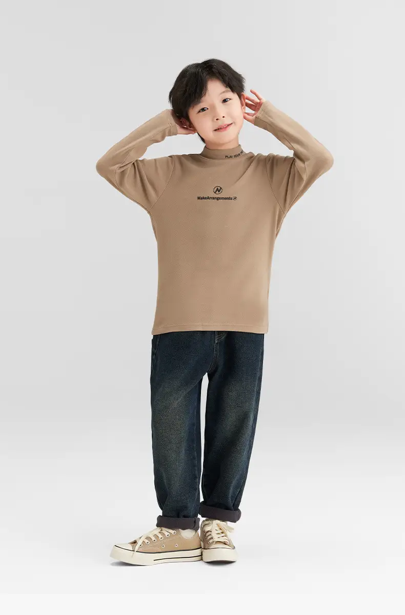 Zuoxi Boys Velvet Turtleneck Long Sleeve Warm Innerwear — feature 20