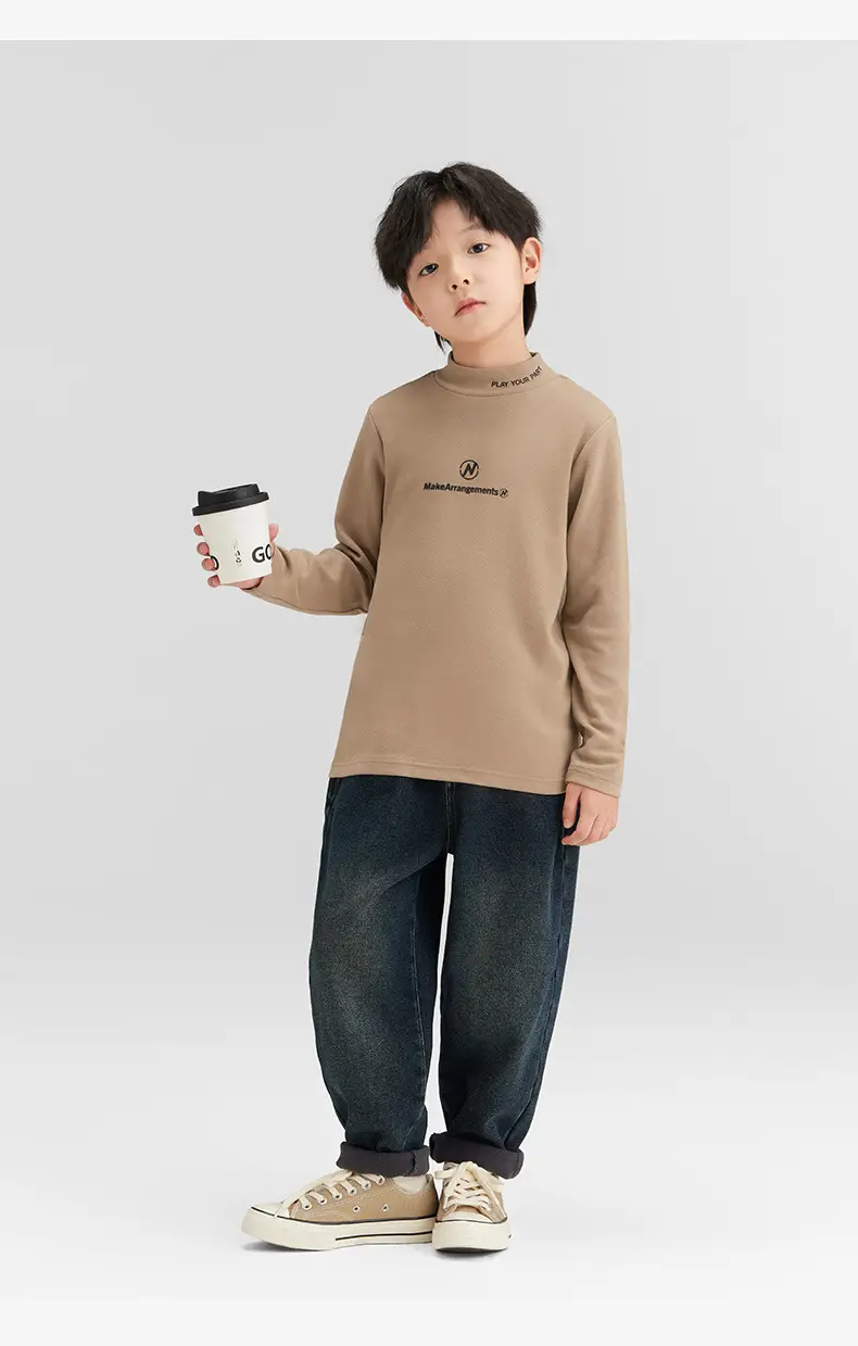 Zuoxi Boys Velvet Turtleneck Long Sleeve Warm Innerwear — feature 23
