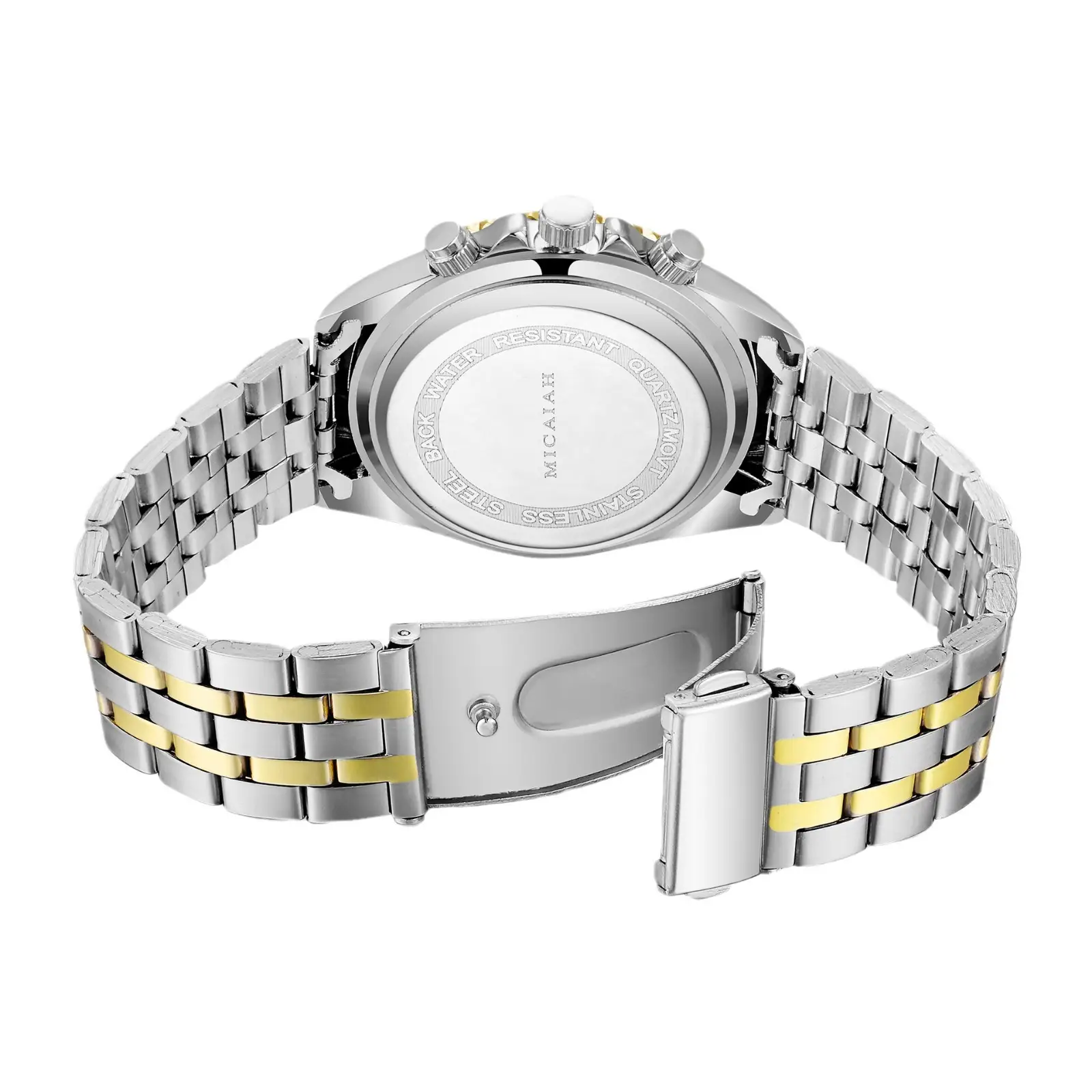 Men's Waterproof Chronograph Watch with Calendar Stainless Steel Gold Black - Image 6