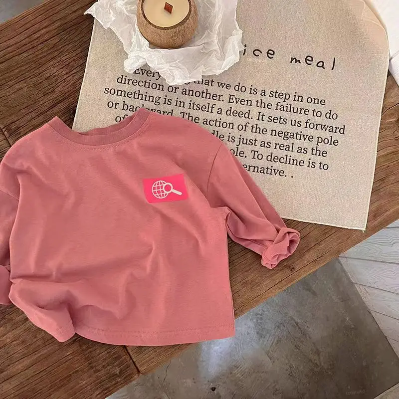 Boys Long Sleeve T-Shirt Brown Loose Spring Autumn Wear - Image 2