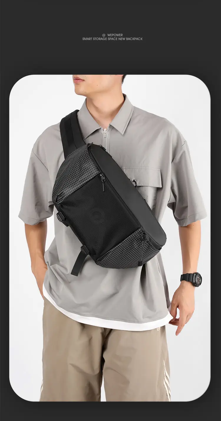 Multi-Function Waist Bag Black Beige Unisex — feature 15
