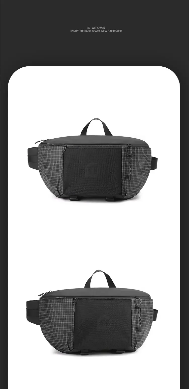 Multi-Function Waist Bag Black Beige Unisex — feature 25