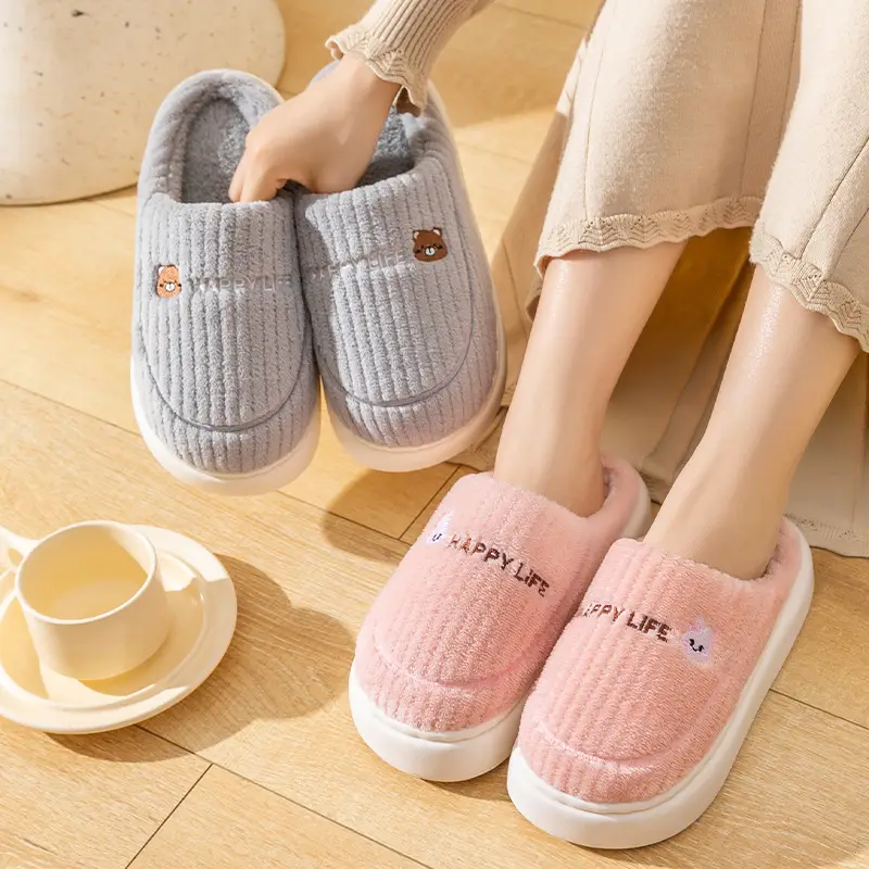 Zukangle New Thick-Soled Non-Slip Furry Slippers for Men, Plush Cotton Slippers for Women, Autumn and Winter Indoor Home Warm Slippers - Image 15
