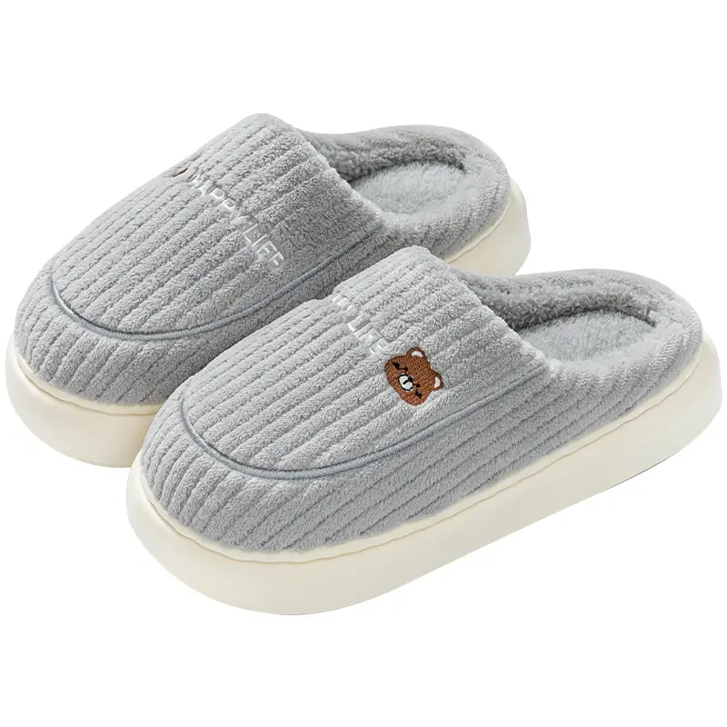 Zukangle New Thick-Soled Non-Slip Furry Slippers for Men, Plush Cotton Slippers for Women, Autumn and Winter Indoor Home Warm Slippers - Image 18