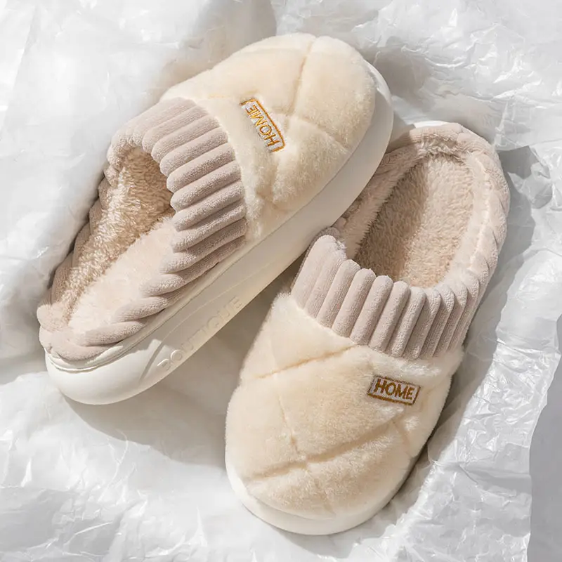 Zukangle New Thick-Soled Non-Slip Furry Slippers for Men, Plush Cotton Slippers for Women, Autumn and Winter Indoor Home Warm Slippers - Image 10