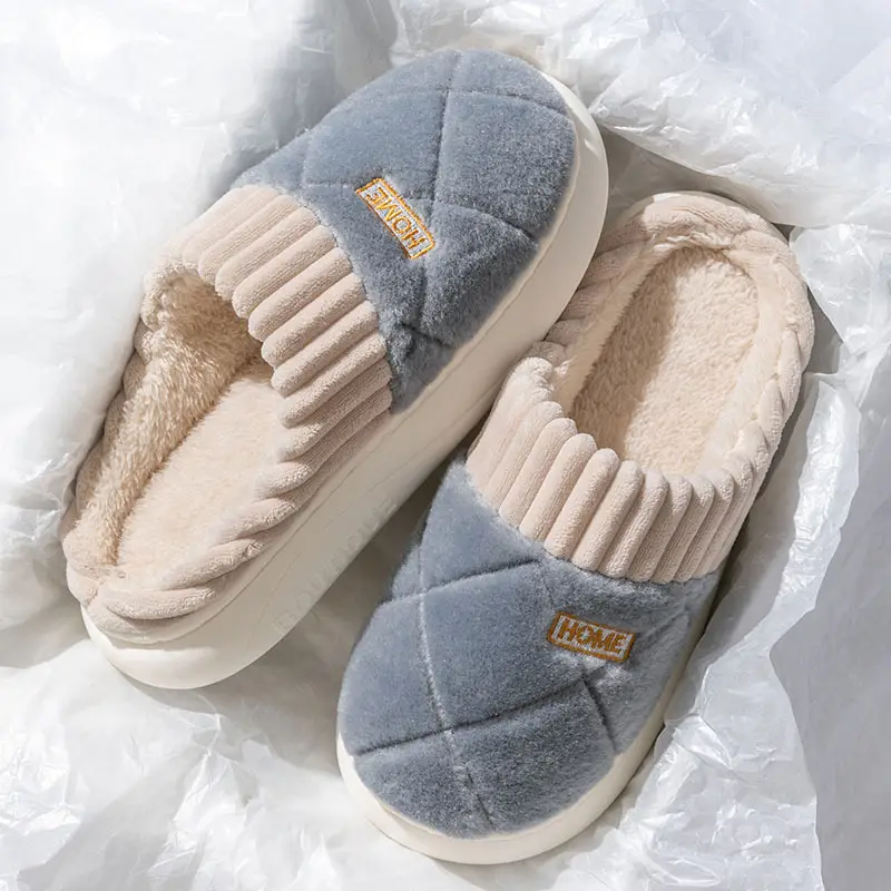 Zukangle New Thick-Soled Non-Slip Furry Slippers for Men, Plush Cotton Slippers for Women, Autumn and Winter Indoor Home Warm Slippers - Image 12