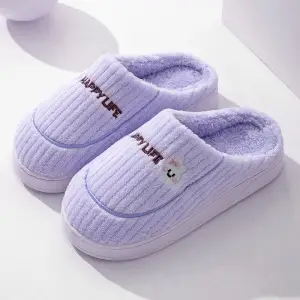 Zukangle New Thick-Soled Non-Slip Furry Slippers for Men, Plush Cotton Slippers for Women, Autumn and Winter Indoor Home Warm Slippers - Image 8
