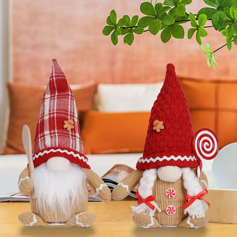Cross Border Christmas Gingerbread Man Doll with Red Plaid Hat — feature 2