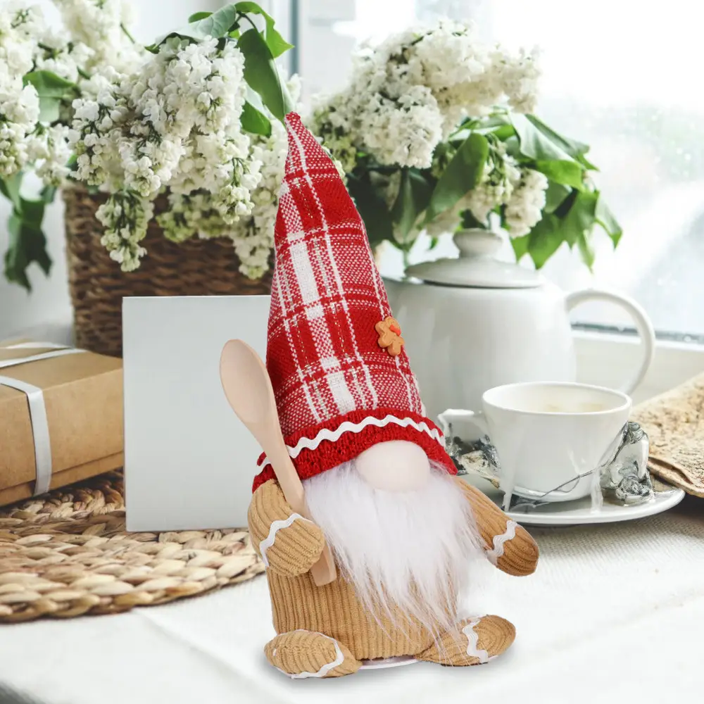 Cross Border Christmas Gingerbread Man Doll with Red Plaid Hat — feature 4