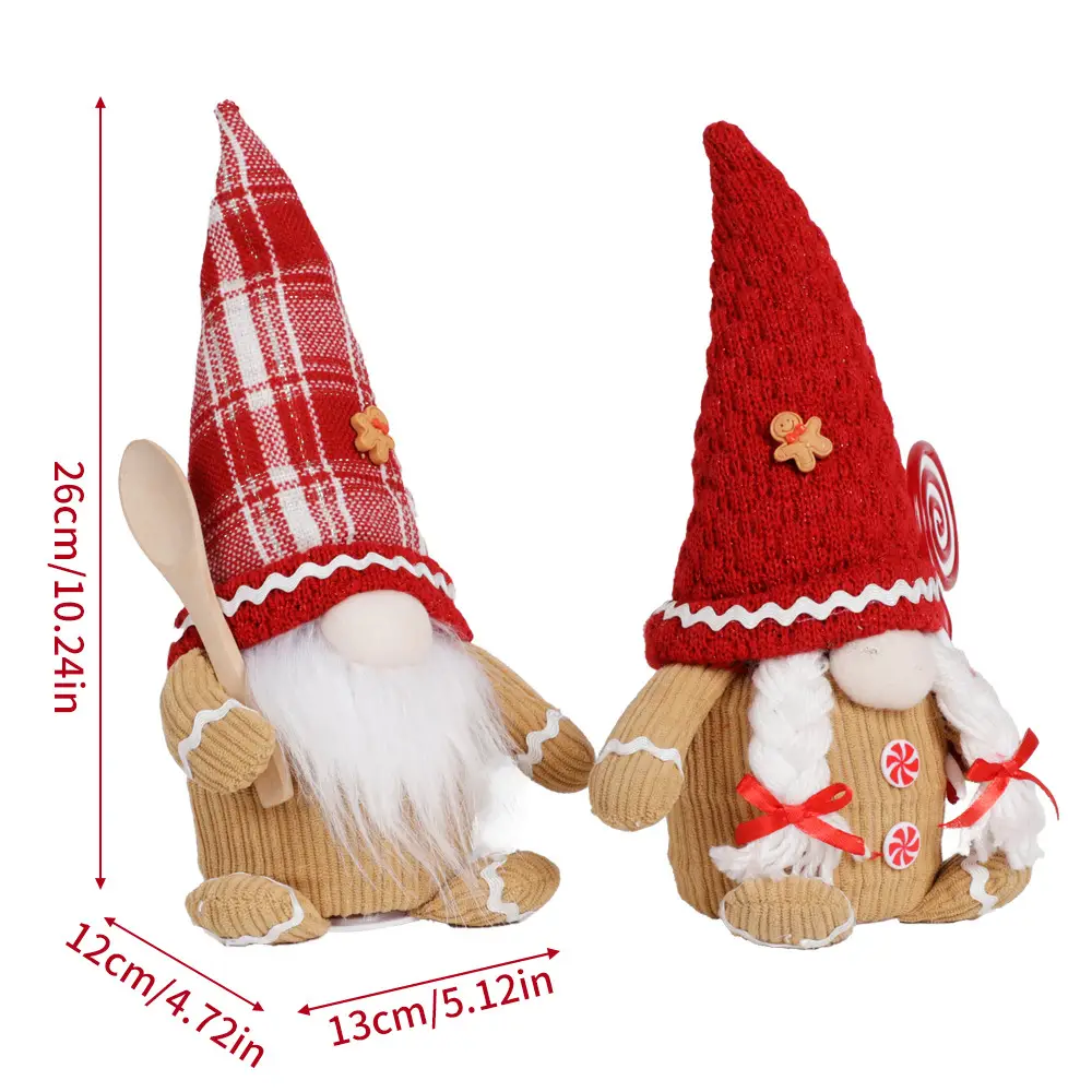 Cross Border Christmas Gingerbread Man Doll with Red Plaid Hat — feature 6