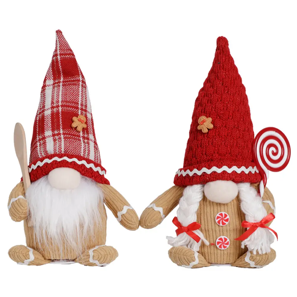 Cross Border Christmas Gingerbread Man Doll with Red Plaid Hat — feature 7