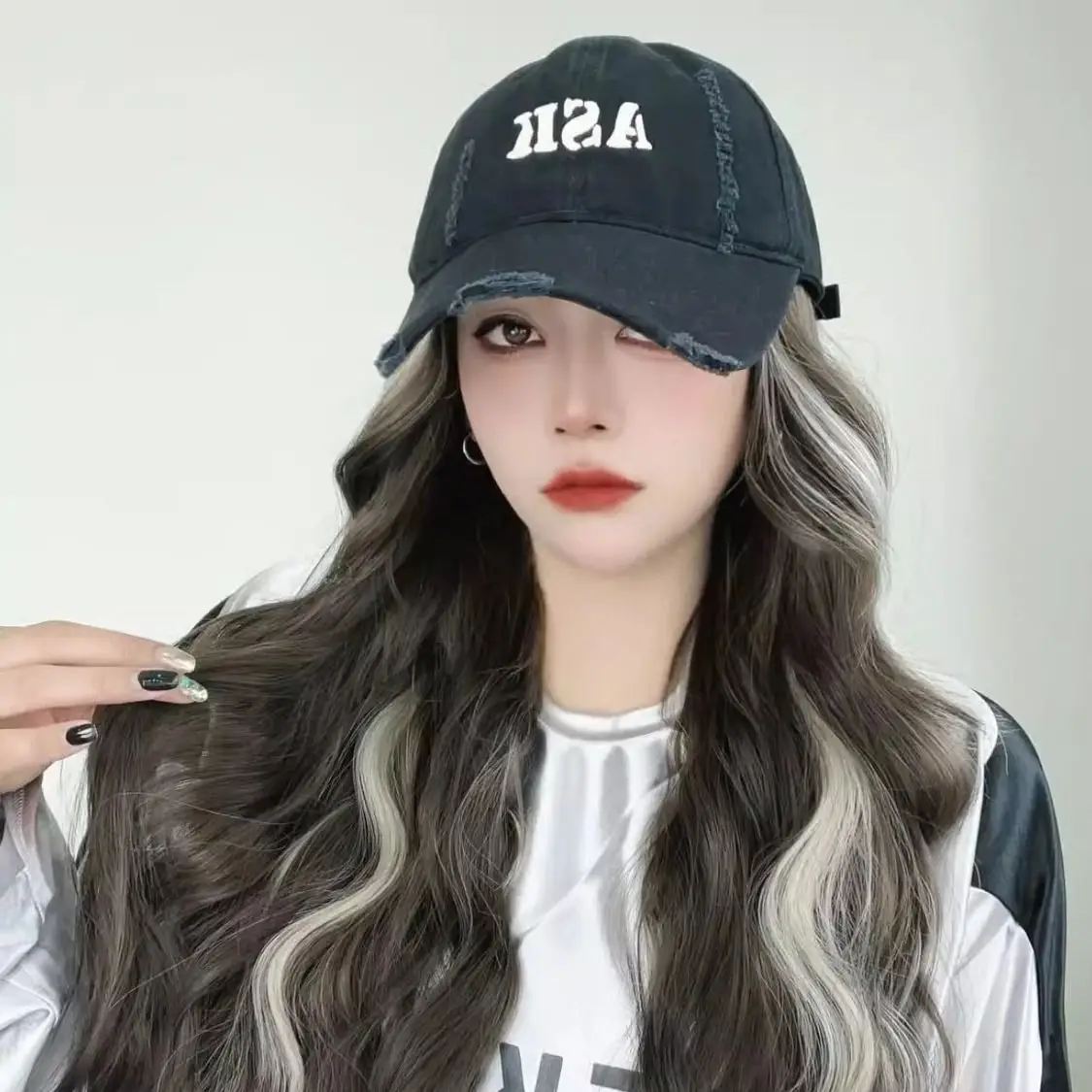 Asian Color Fake Hair Wig Hat for Women