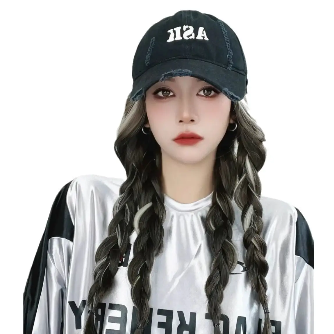 Asian Color Fake Hair Wig Hat for Women